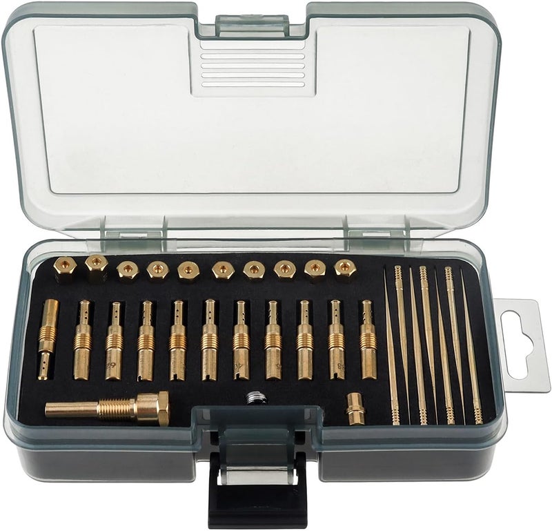 Windance 30pcs Carburetor Main Slow Jet Injection Nozzle Emulsion Tube Nozzle Holder Kit Fit for CVK PWK PWM/PE 26/28, Brass Nozzles Modified Kit (8 Hole) - Image 1